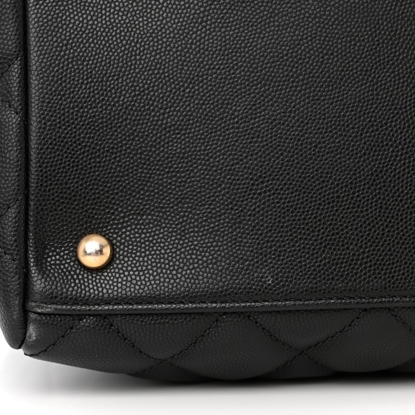 Caviar Quilted Large Coco Handle Shopping Tote Black
