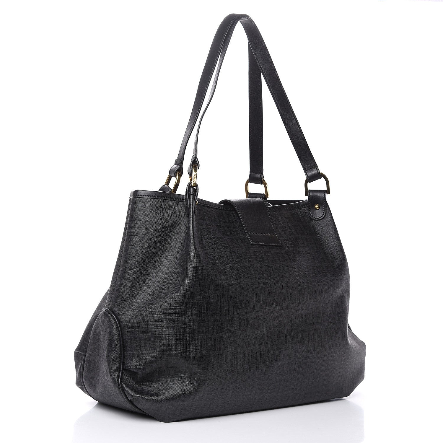 Fendi Zucchino Spalmati Vitello Medium Chiusura Tote Black 3 of 12