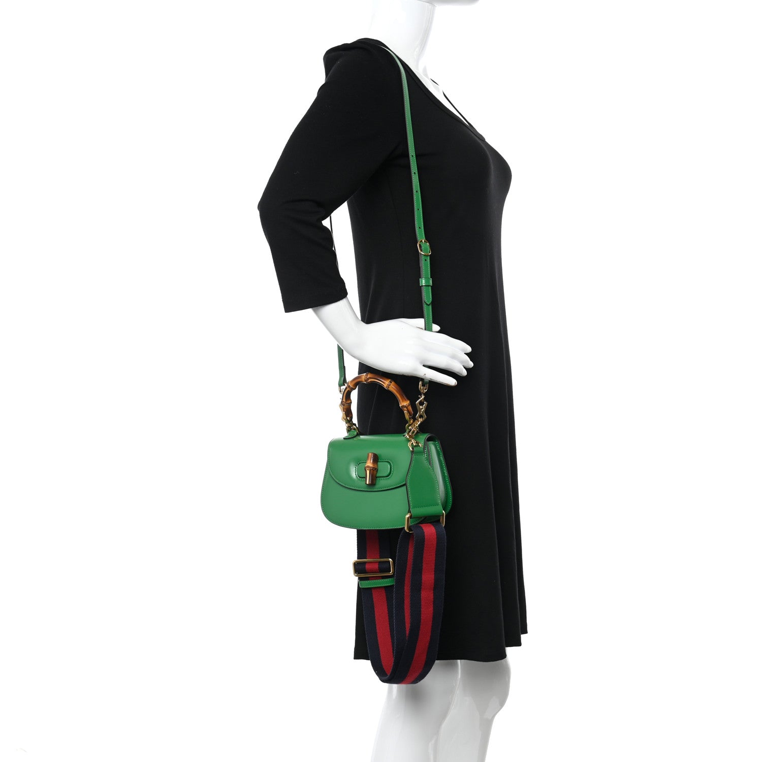 Gucci Boarded Dyana Lux Calfskin Mini Bamboo 1947 Top Handle Bag Spring Green 2 of 10