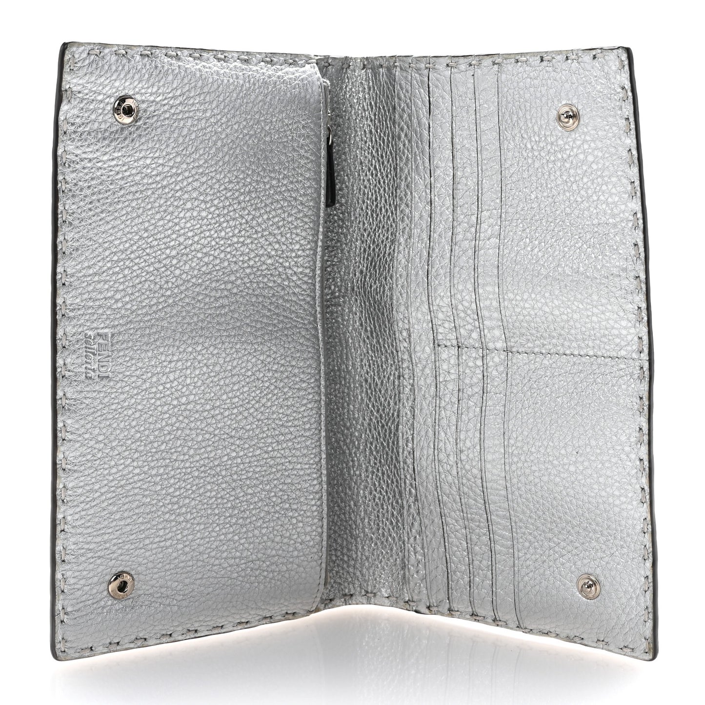 Cuoio Romano Lux Selleria Flat Clutch Argento