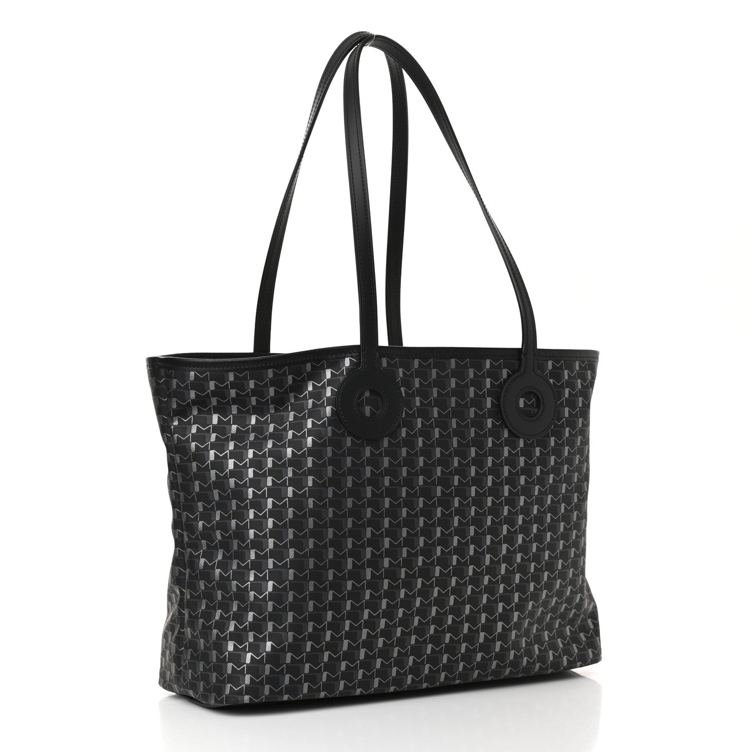 Moynat Grained Calfskin Canvas 1920 Oh! Tote Ruban MM Carbon Silver 3 of 12