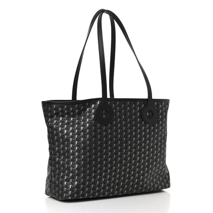 Moynat Grained Calfskin Canvas 1920 Oh! Tote Ruban MM Carbon Silver 3 of 12