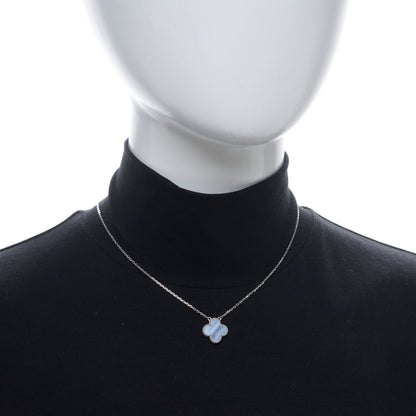 Van Cleef & Arpels 18k White Gold Chalcedony Vintage Alhambra Pendant Necklace 2 of 5