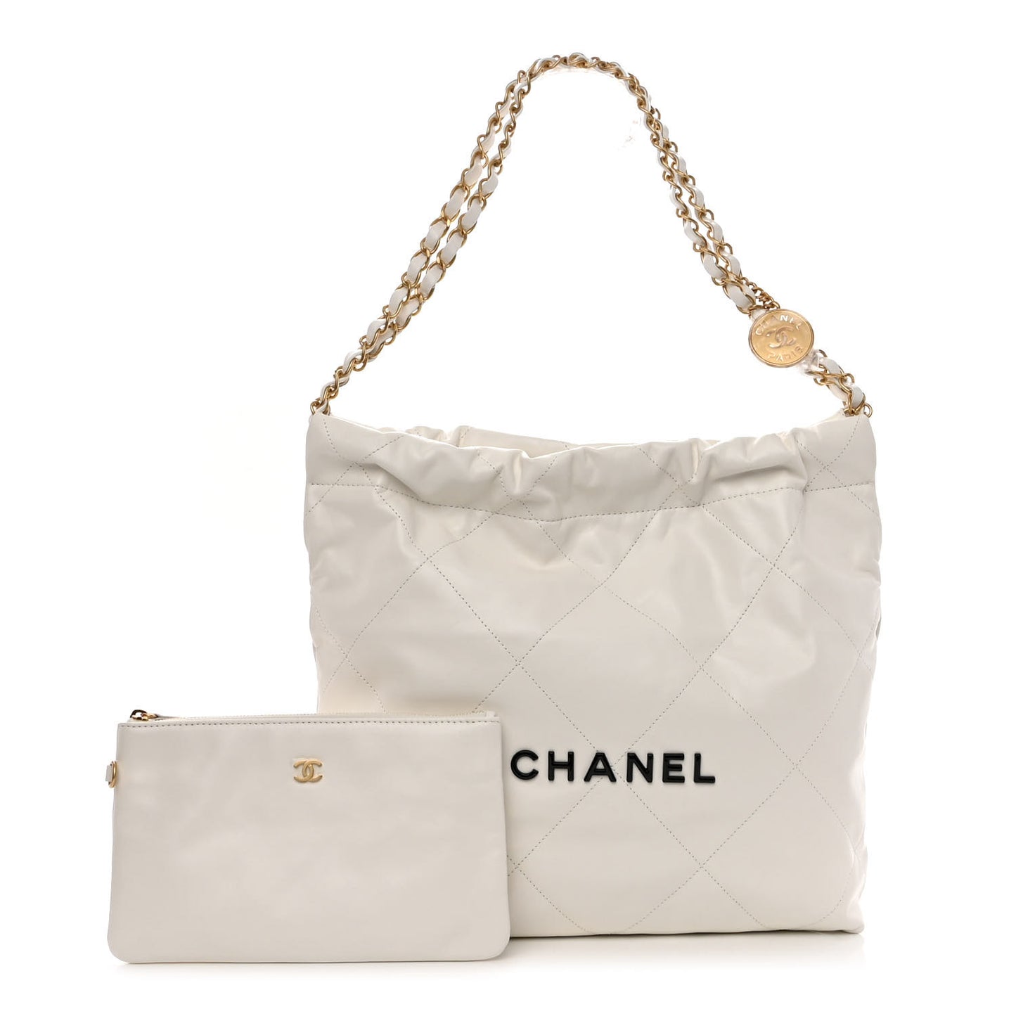 Calfskin Quilted Small Chanel 22 White