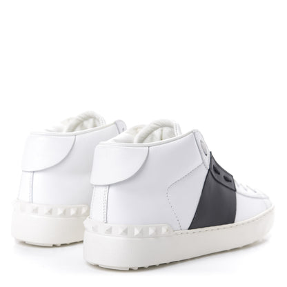 Valentino Garavani Calfskin Womens Rockstud Open High Top Sneakers 37 White Black 4 of 9