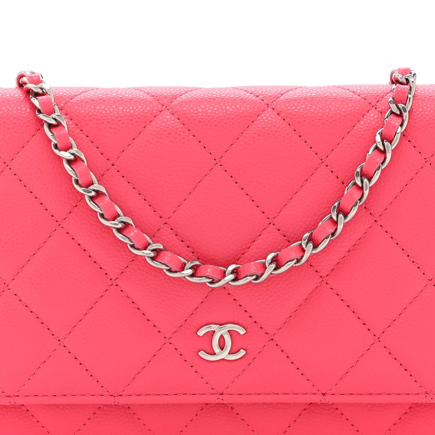Chanel Caviar Quilted Wallet on Chain WOC Dark Pink 9 of 12