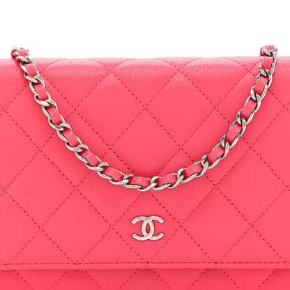 Chanel Caviar Quilted Wallet on Chain WOC Dark Pink 9 of 12