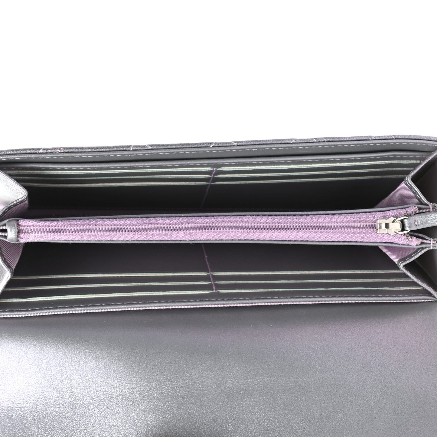 Iridescent Lambskin Quilted Reissue Large Gusset Flap Wallet Light Purple
