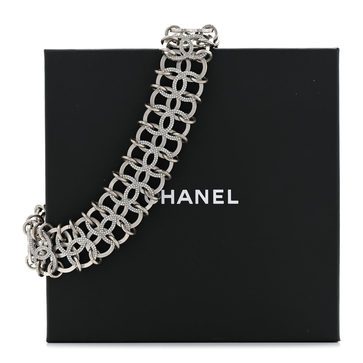 Crystal CC In The Air Choker Necklace Silver