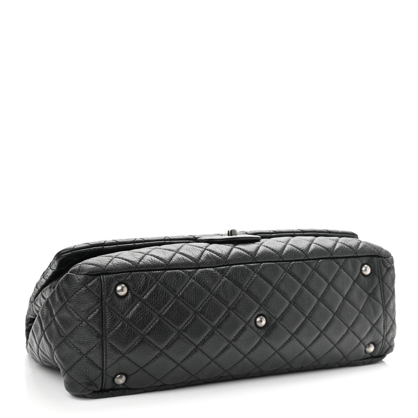 Calfskin Quilted XXL Travel Flap Bag Black