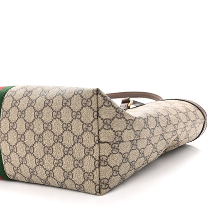 Gucci GG Supreme Monogram Textured Calfskin Web Medium Ophidia Shopping Tote Beige Ebony New Acero 9 of 9