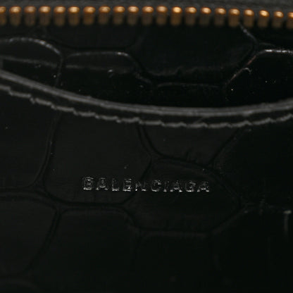 Balenciaga Shiny Supple Calfskin Crocodile Embossed Neo Classic Gold Hardware Mini City Black 6 of 15