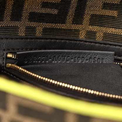 Fendi Fabric Jacquard FF 1974 Large Baguette Tobacco Moro Giallo Fluo 7 of 10