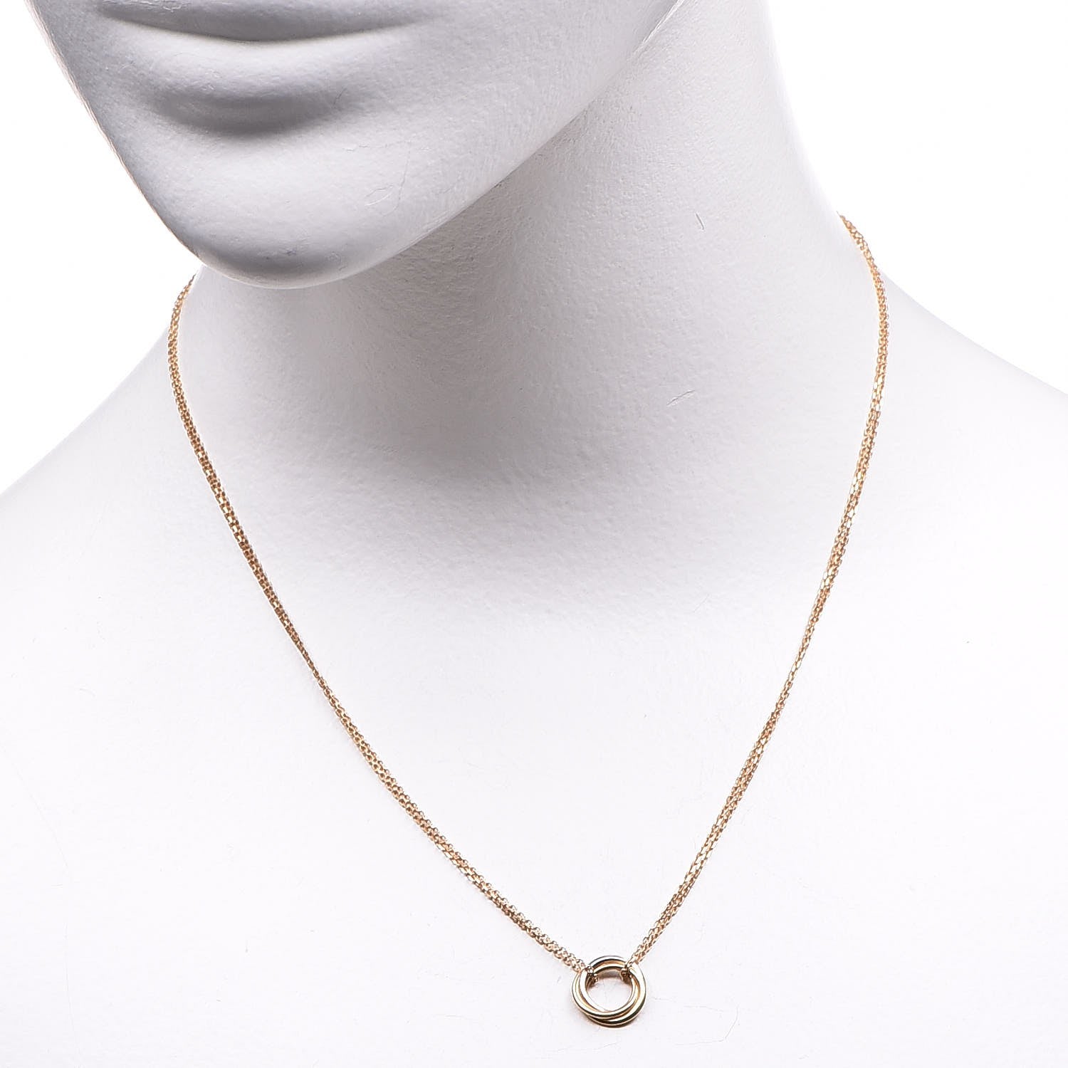 Cartier 18K Pink Yellow White Gold Trinity Double Chain Pendant Necklace 2 of 7