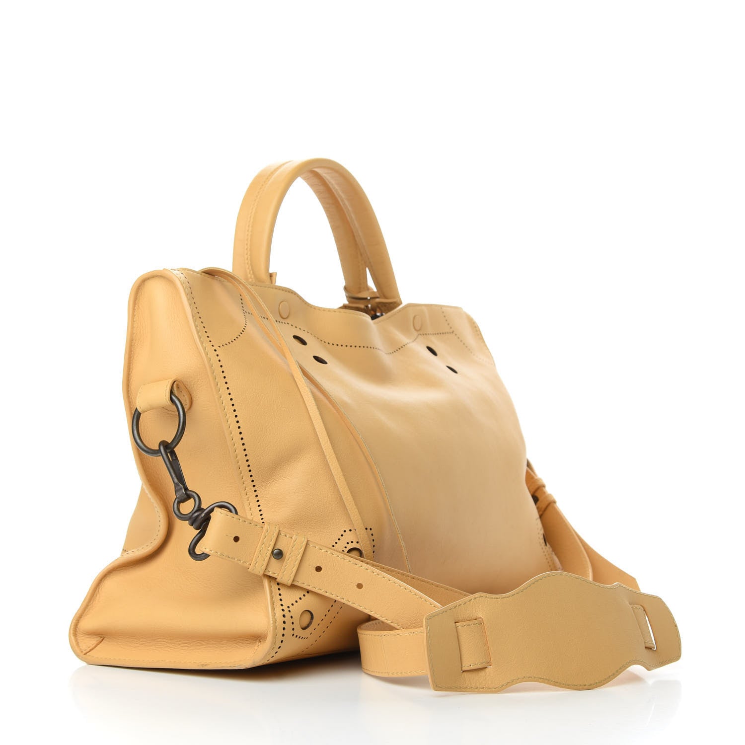 Balenciaga Calfskin Blackout Hardware Perforated City Beige Ocre 3 of 10