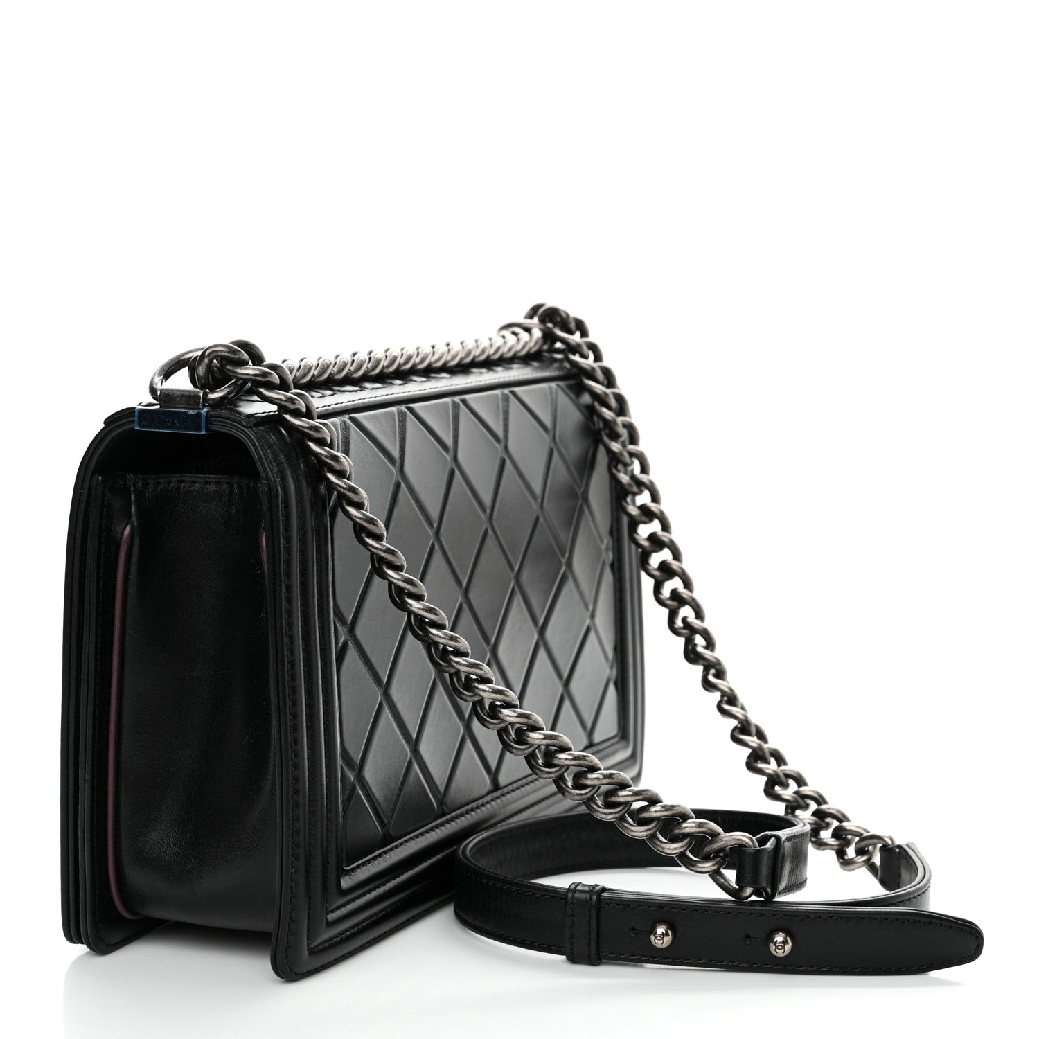 Chanel Calfskin Embossed New Medium Paris Salzburg Boy Flap Black 3 of 12