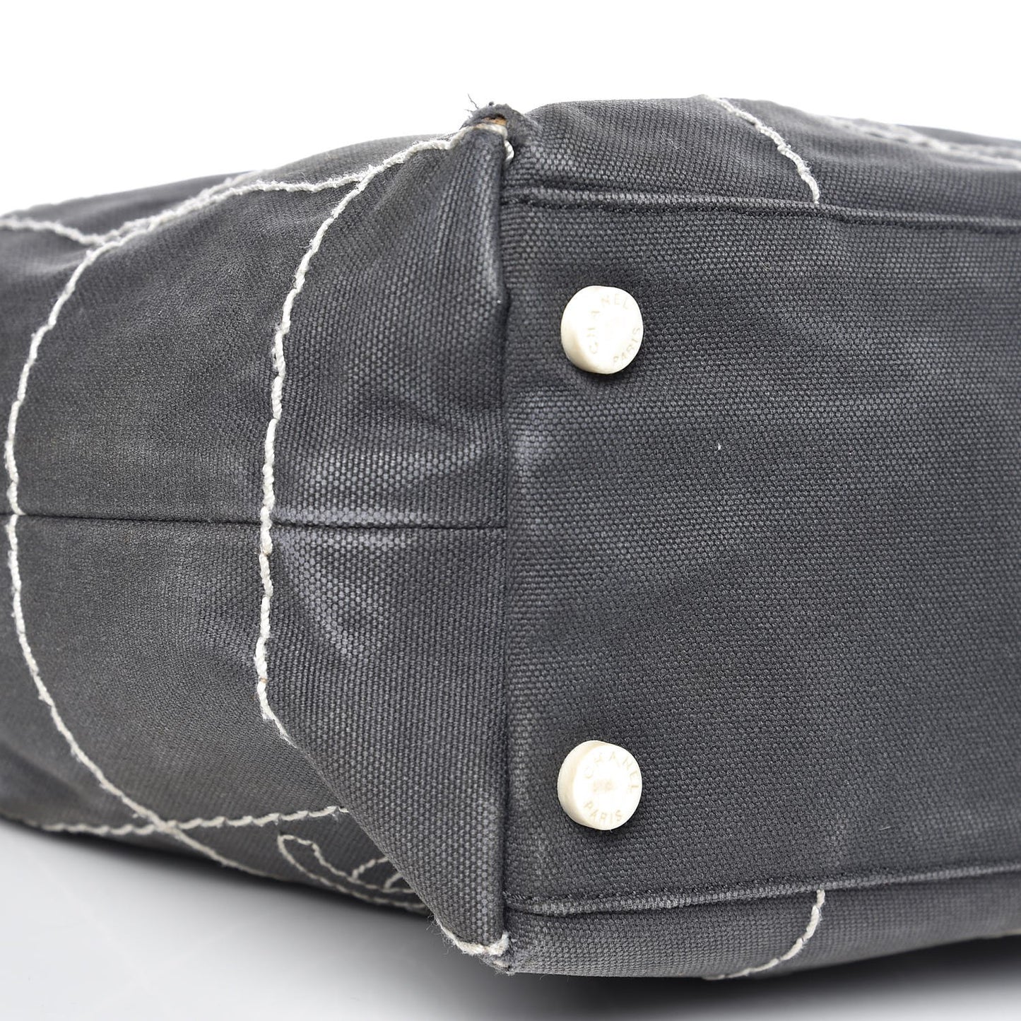 Canvas Square Stitched CC Tote Bag Black