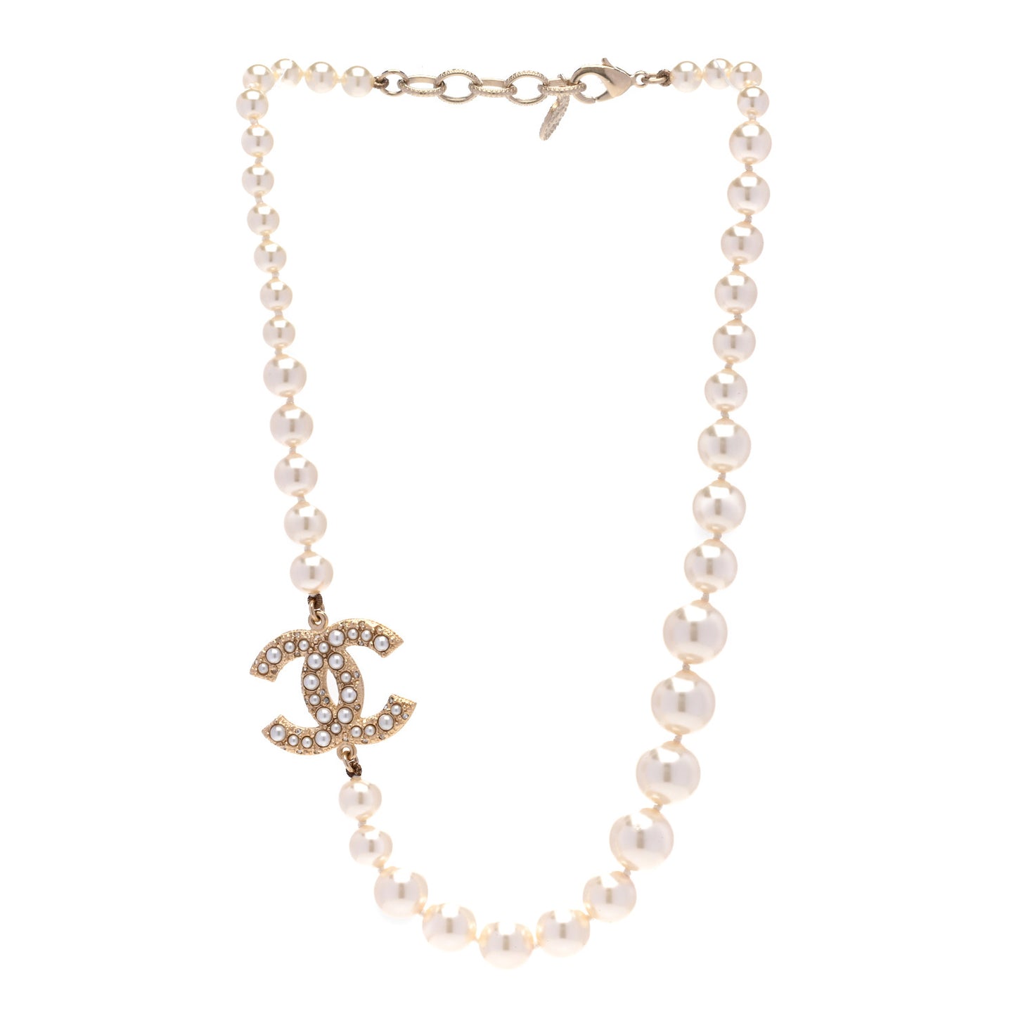 Pearl CC 100th Anniversary Necklace Light Gold