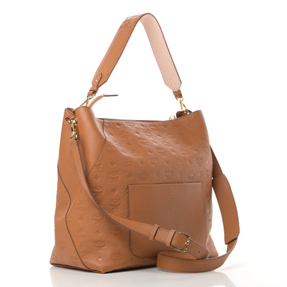 MCM Calfskin Ottomar Monogram Large Klara Hobo Cognac 3 of 12