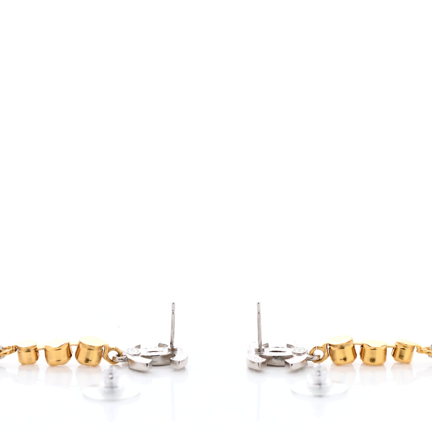 Crystal Star Drop CC Earrings Silver Gold