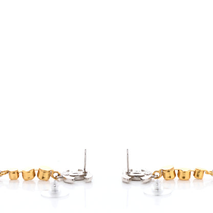 Chanel Crystal Star Drop CC Earrings Silver Gold 3 of 4