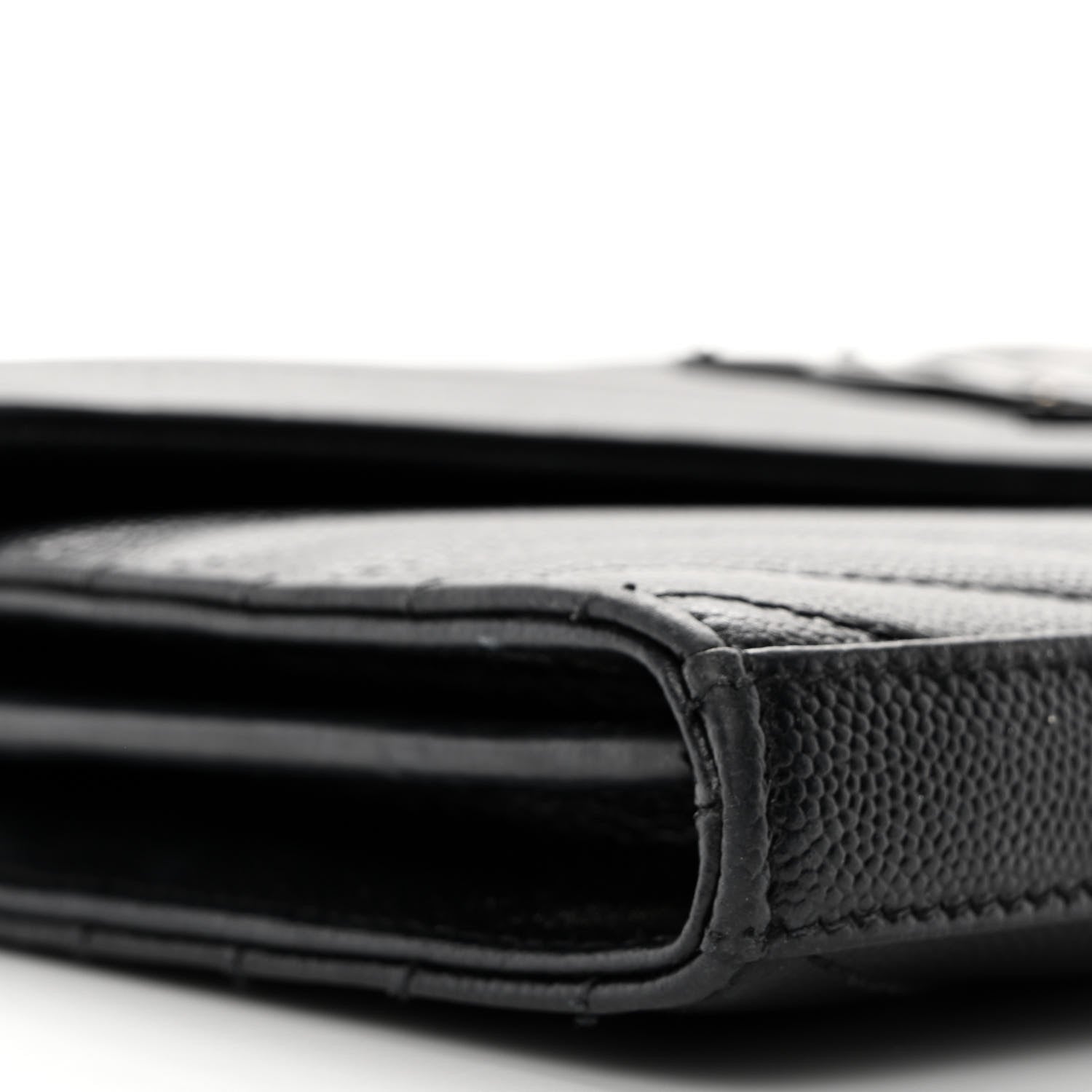 Saint Laurent Grain De Poudre Matelasse Chevron Monogram Monochrome Chain Wallet Black 9 of 13