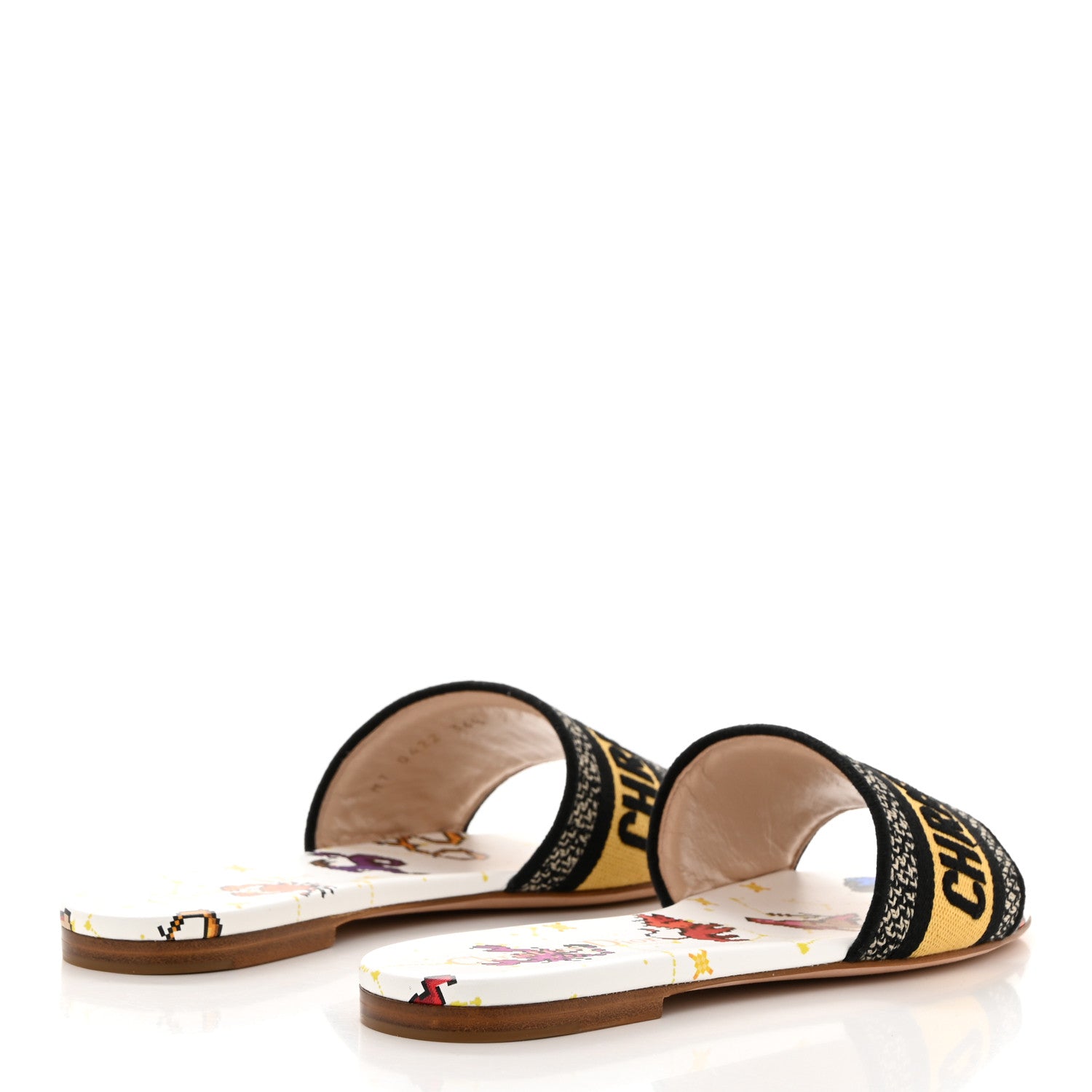 Christian Dior Canvas Embroidered Zodiac Mules Slide Sandals 36.5 White Multi 4 of 9