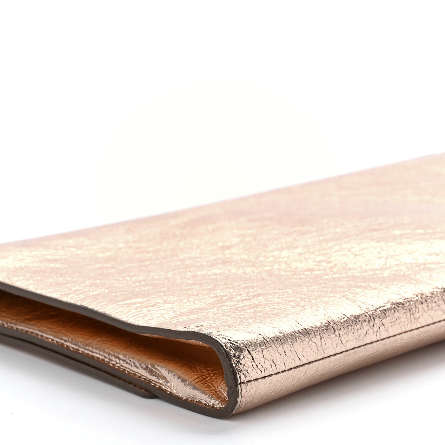 Metallic Calfskin Large Belle De Jour Clutch Rose Gold