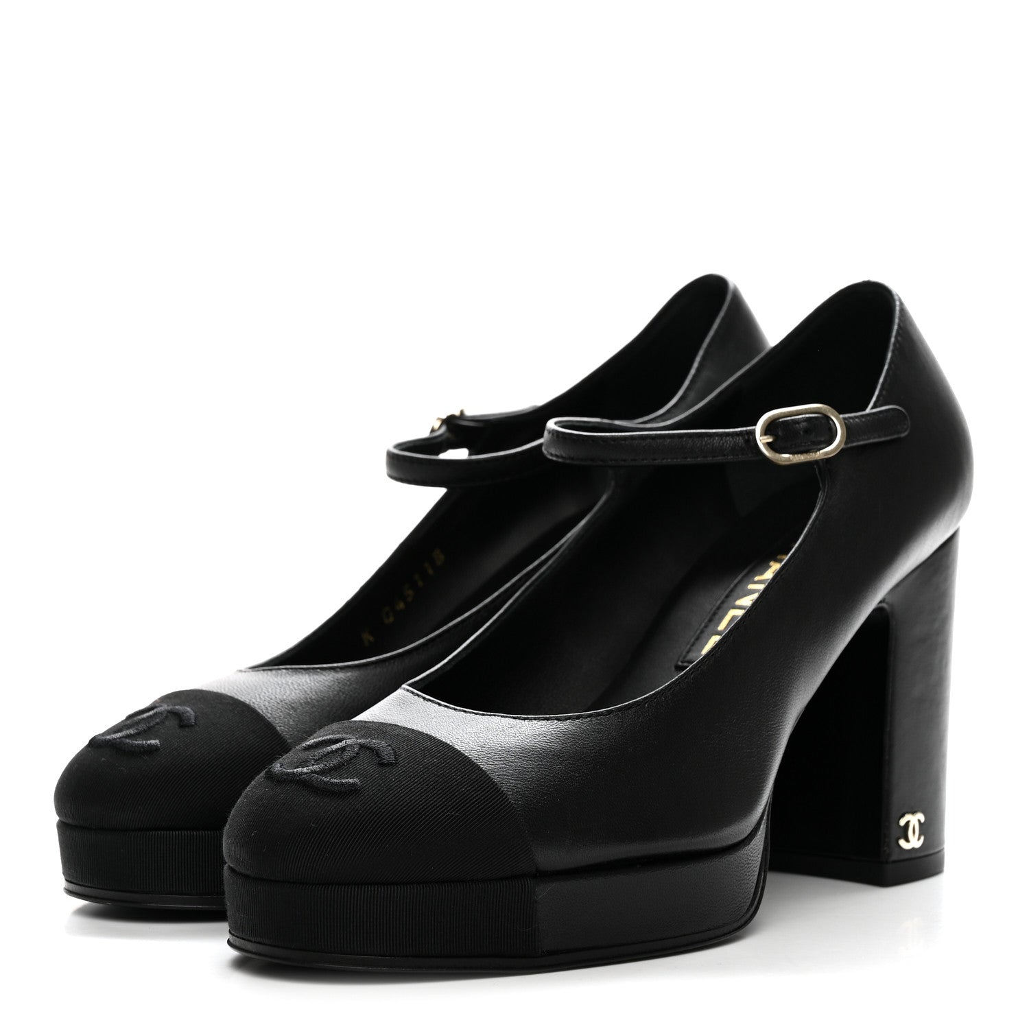 Chanel Lambskin Grosgrain Cap Toe CC Mary Jane Pumps 36 Black 4 of 10