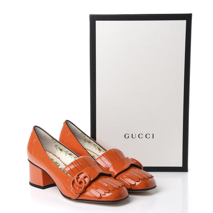 Gucci Vernice GG Marmont Fringe 50mm Loafer Pumps 35.5 Deep Orange 10 of 10