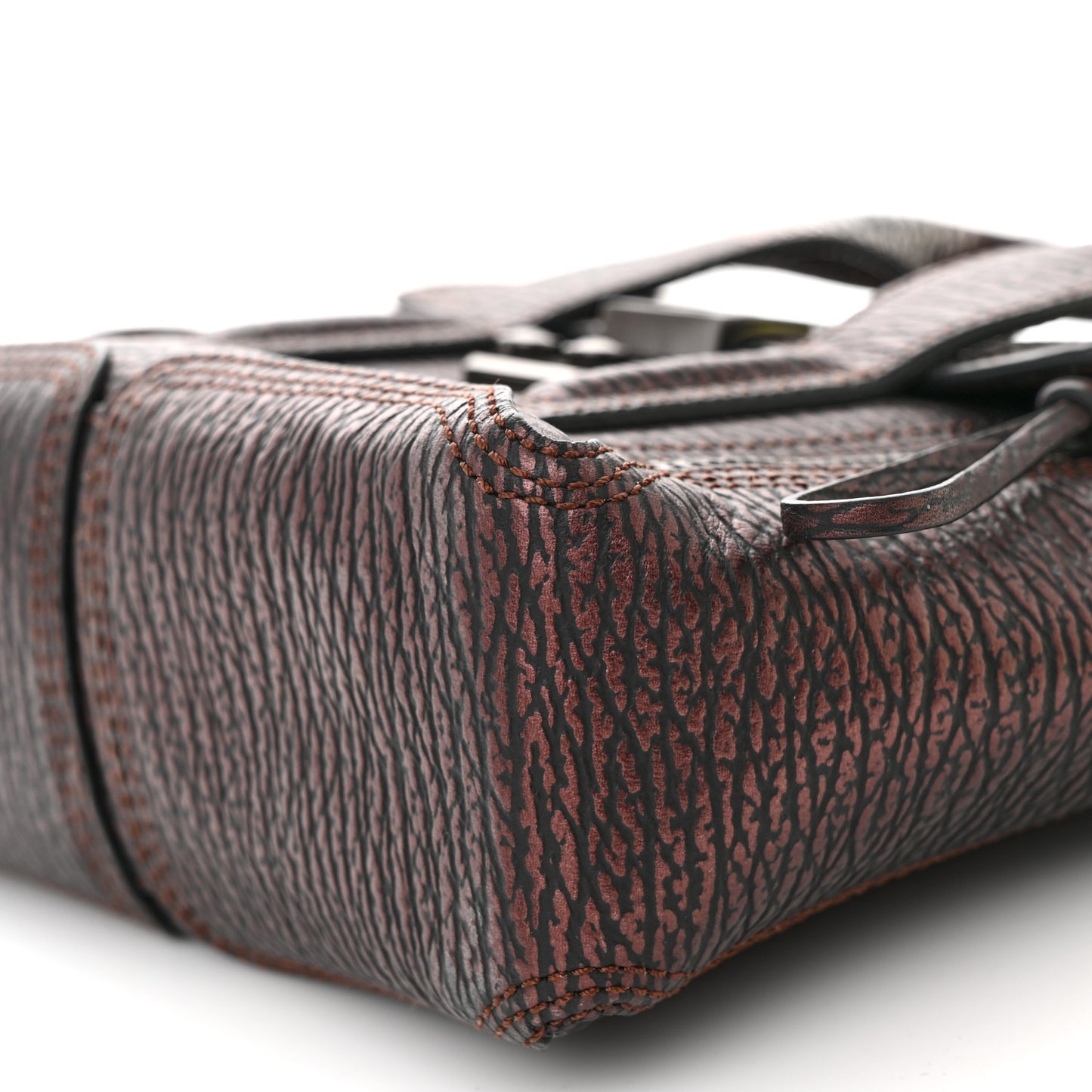 Metallic Textured Calfskin Mini Pashli Satchel Burgundy