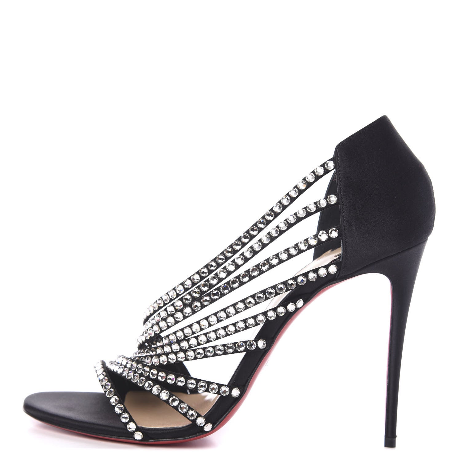 Christian Louboutin Crepe Satin Strass Norina 100 Sandals 40 Black 1 of 7