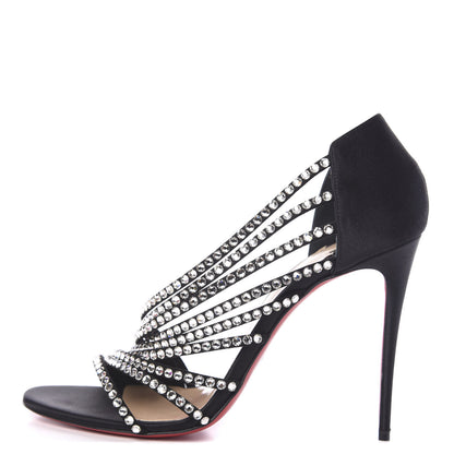 Christian Louboutin Crepe Satin Strass Norina 100 Sandals 40 Black 1 of 7