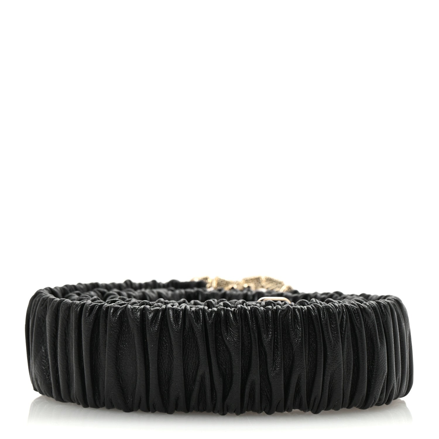 Chanel Lambskin Metal Crystal CC Ruched Belt 80 32 Black 2 of 4