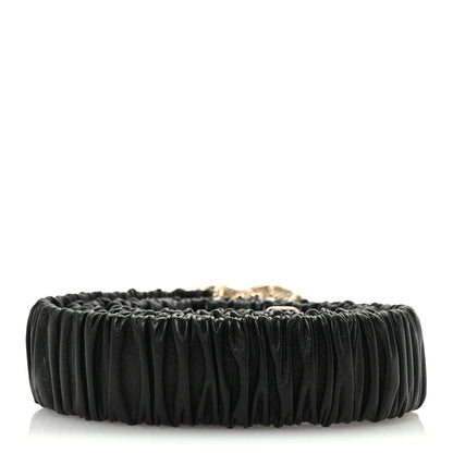Chanel Lambskin Metal Crystal CC Ruched Belt 80 32 Black 2 of 4