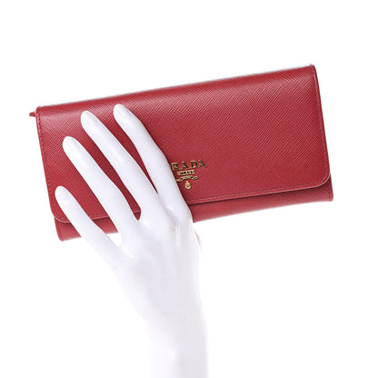 Prada Saffiano Metal Continental Flap Wallet Fuoco 2 of 9