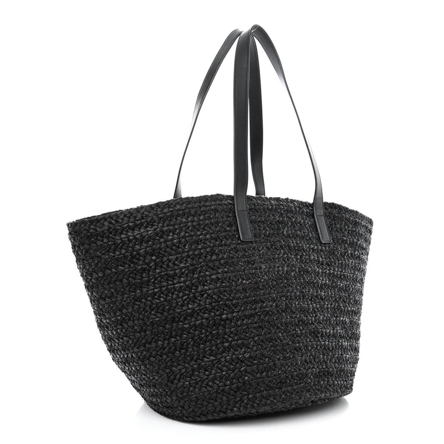 Raffia Medium Panier Bag Black