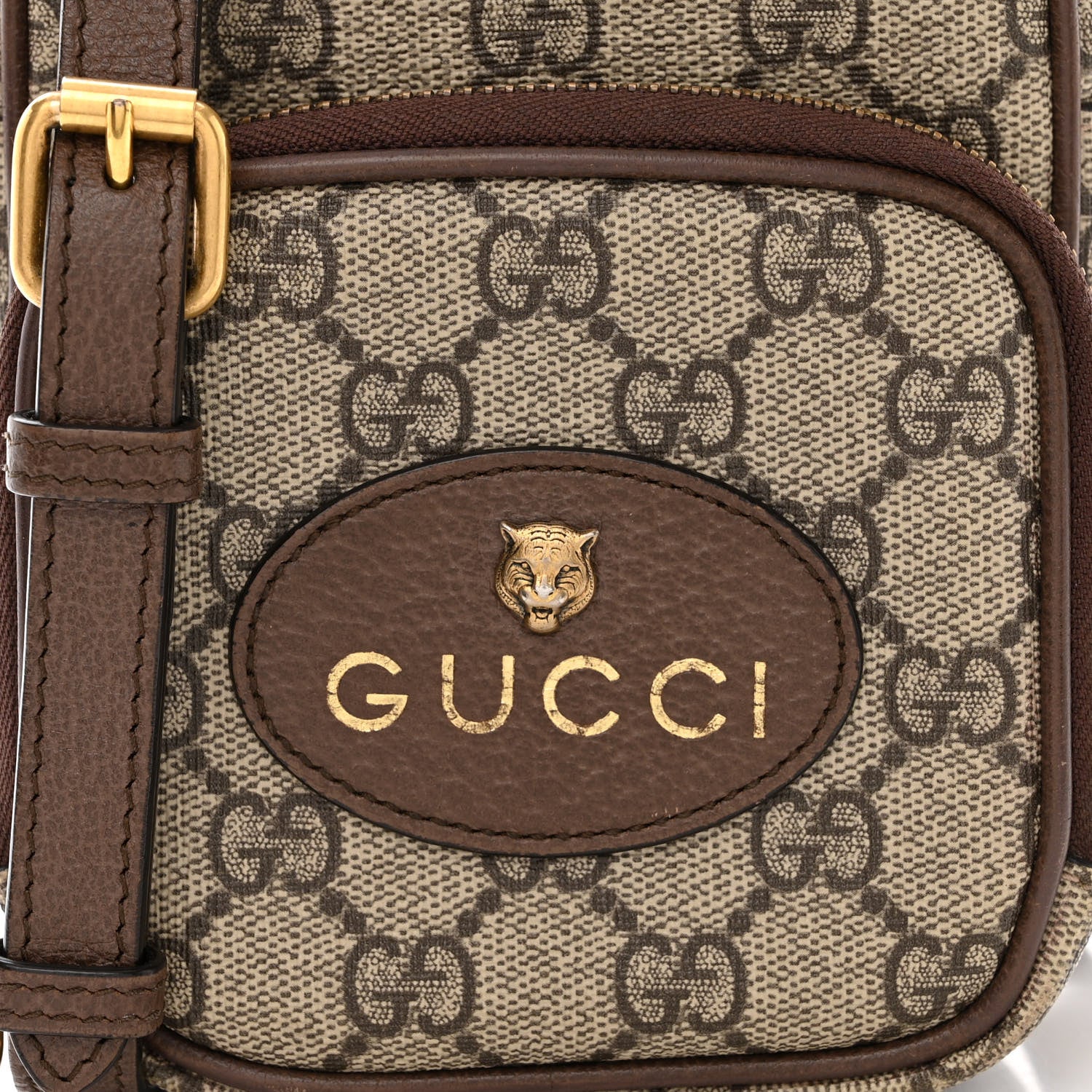 Gucci GG Supreme Monogram Mini Neo Vintage Double Zip Messenger Bag Beige New Acero Crop 9 of 11