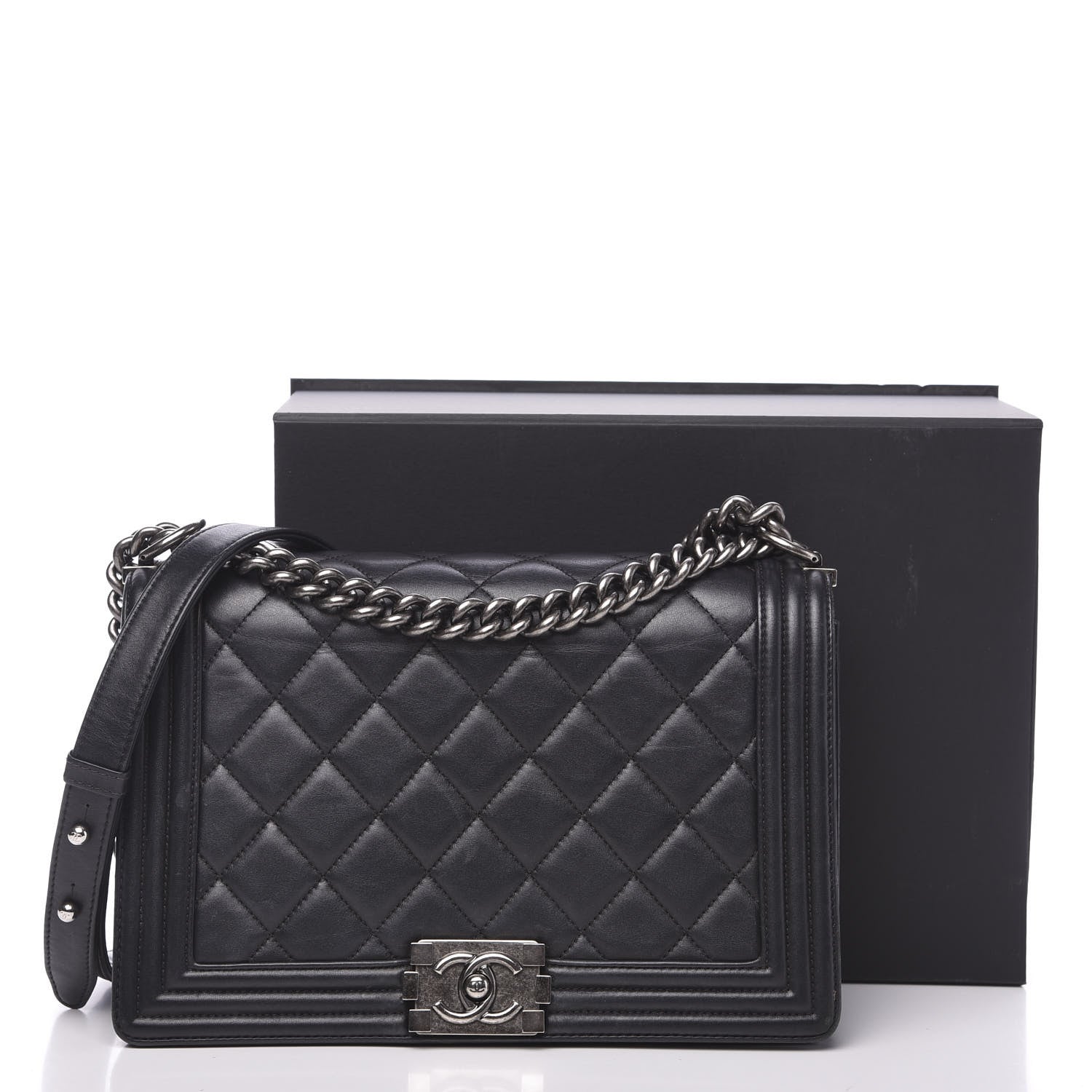 Chanel Calfskin Quilted New Medium Boy Flap Black 19 of 19