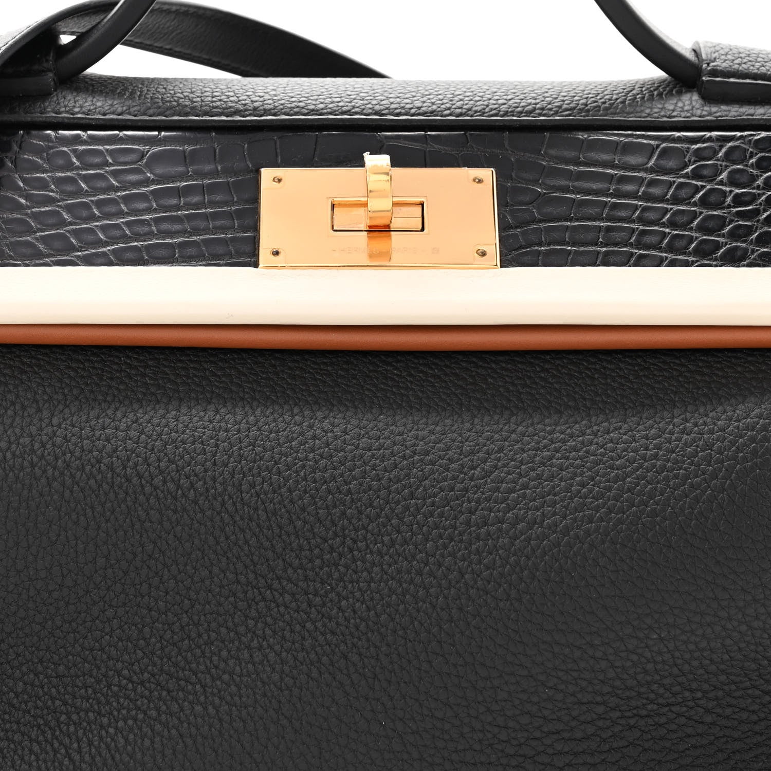 Hermes Togo Matte Alligator Swift Touch 24/24 29 Black Nata Gold 7 of 9