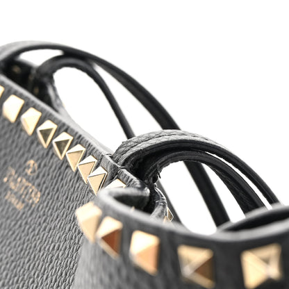 Valentino Garavani Grained Calfskin Small Rockstud Shoulder Tote Black 19 of 20