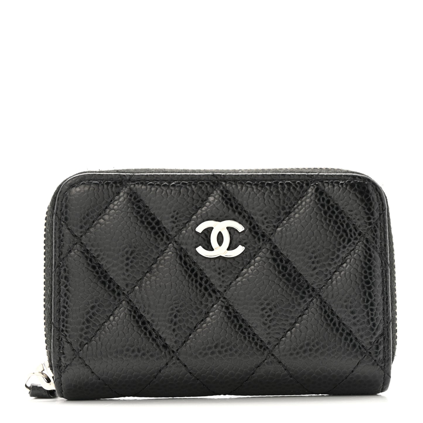 Caviar Quilted Classic Zipped Coin Purse Black