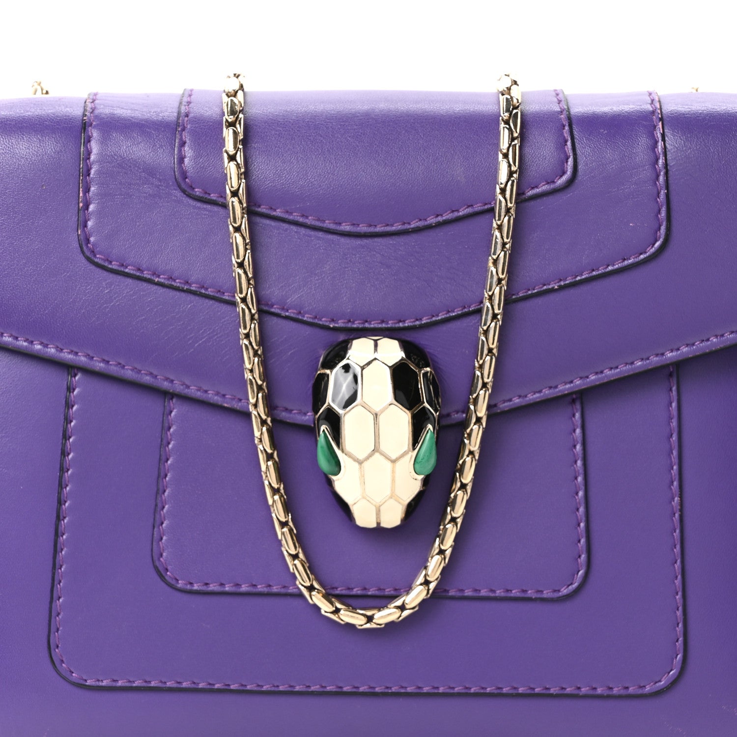 Bulgari Calfskin Small Serpenti Forever Snake Strap Crossbody Bag Amethyst 9 of 11