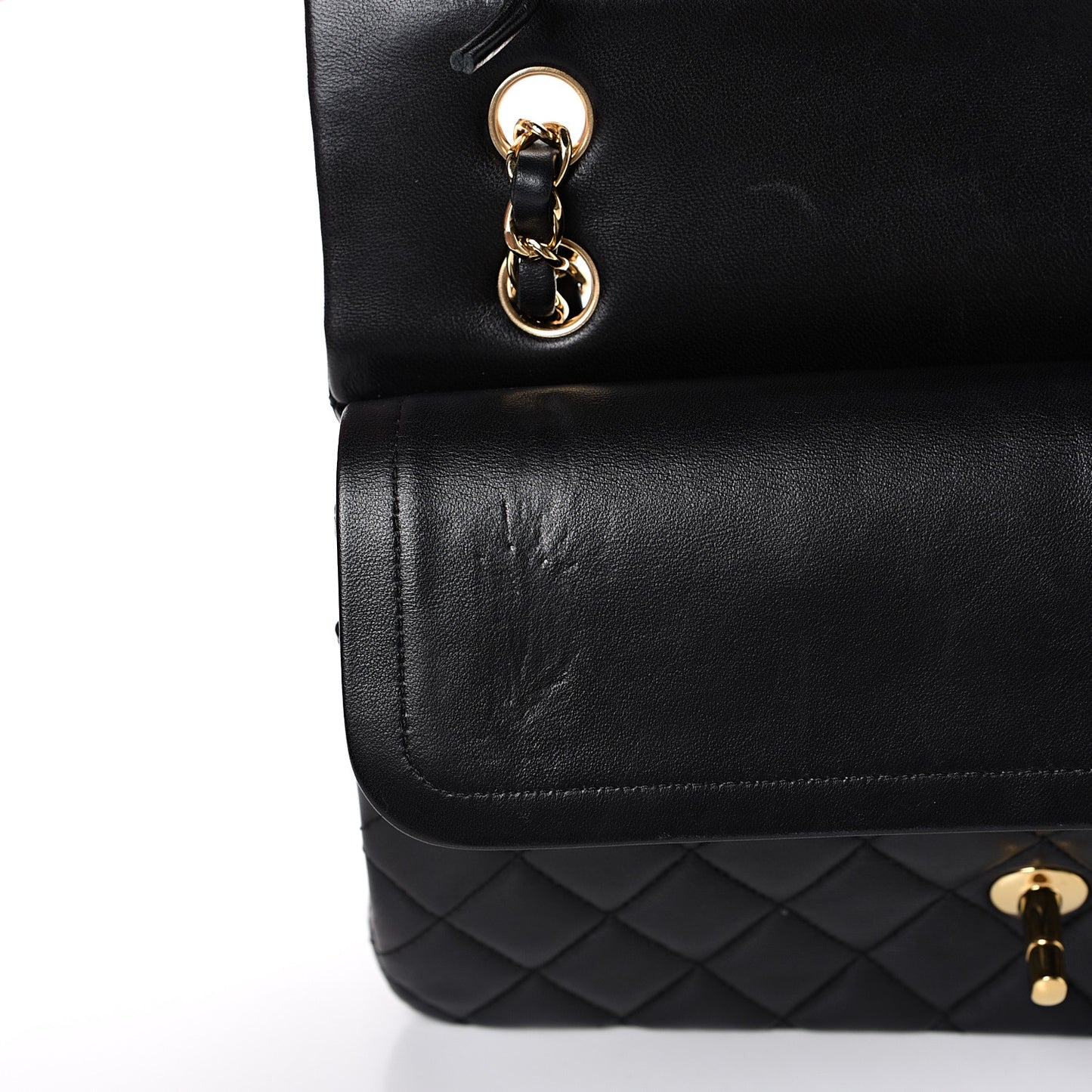 Lambskin Quilted Medium Double Flap Black
