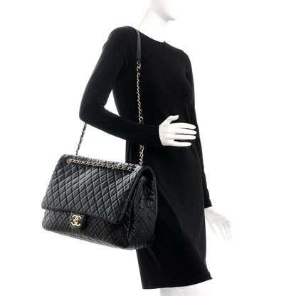 Chanel Calfskin Quilted XXL Travel Flap Bag Black 2 of 7