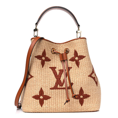 Louis Vuitton Raffia Calfskin Monogram Neonoe MM Tan 1 of 4