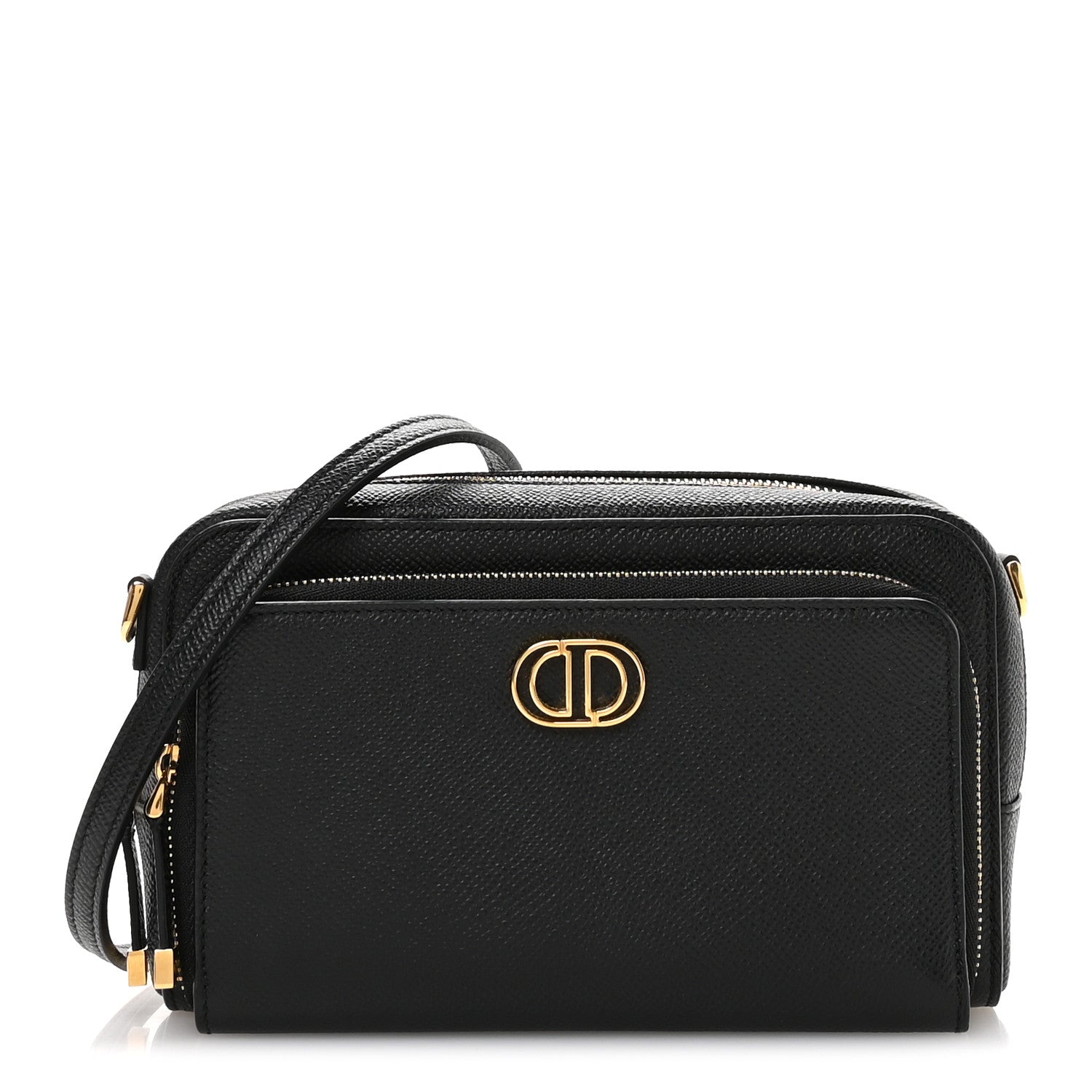 Christian Dior Grained Calfskin Caro Double Pouch Black 1 of 11