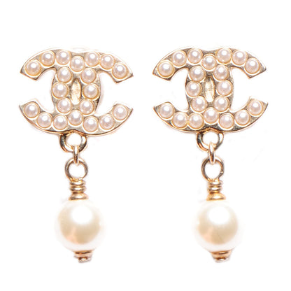 Chanel Pearl CC Drop Earrings Gold 1 of 4