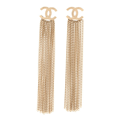 Chanel Metal CC Multi Strand Chain Drop Earrings Gold 1 of 5