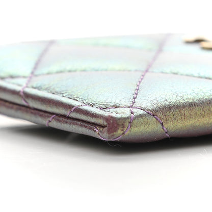 Chanel Iridescent Lambskin Quilted Card Holder Purple 10 of 11